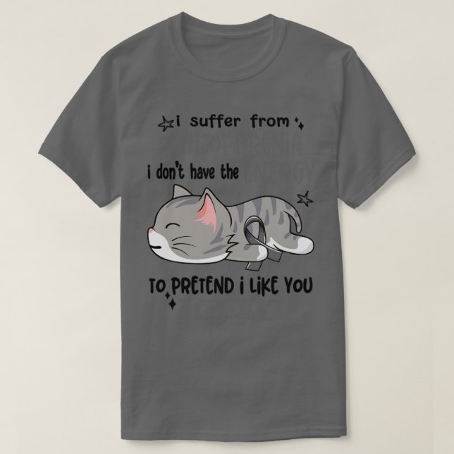 Camiseta Eu Sofro De Esquizofrenia Eu Não Tenho Energia (Frente do Design)