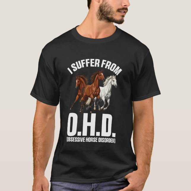 Camiseta Eu Sofro de OHO Engraçado Fazenda Equestre Animais (Frente)