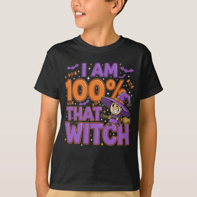 Camiseta Eu Sou 100% Aquela Bruxa Diversão De Halloween (Frente)