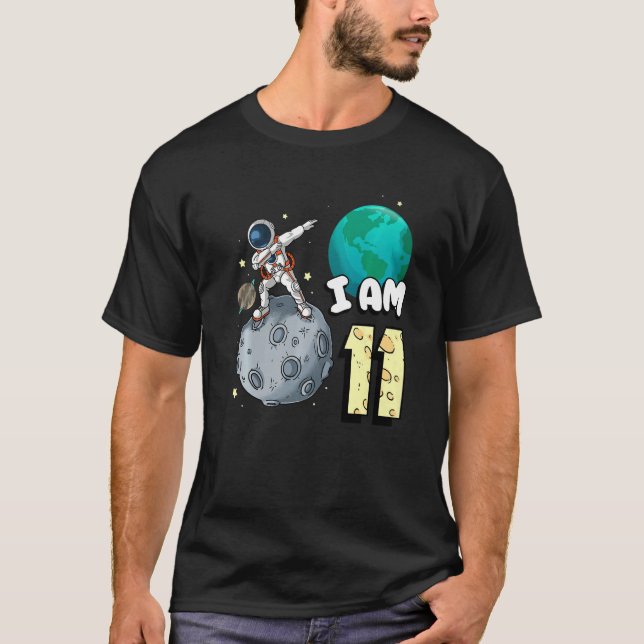 Camiseta Eu Sou 11 Astronauta Espacial Kid Moon Walker 11 B (Frente)