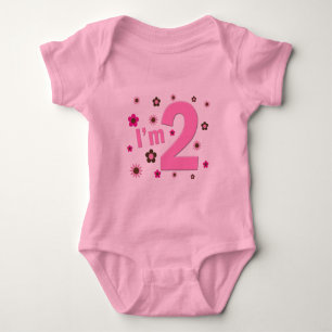 Camiseta "Eu sou 2" rosa & flores de Brown