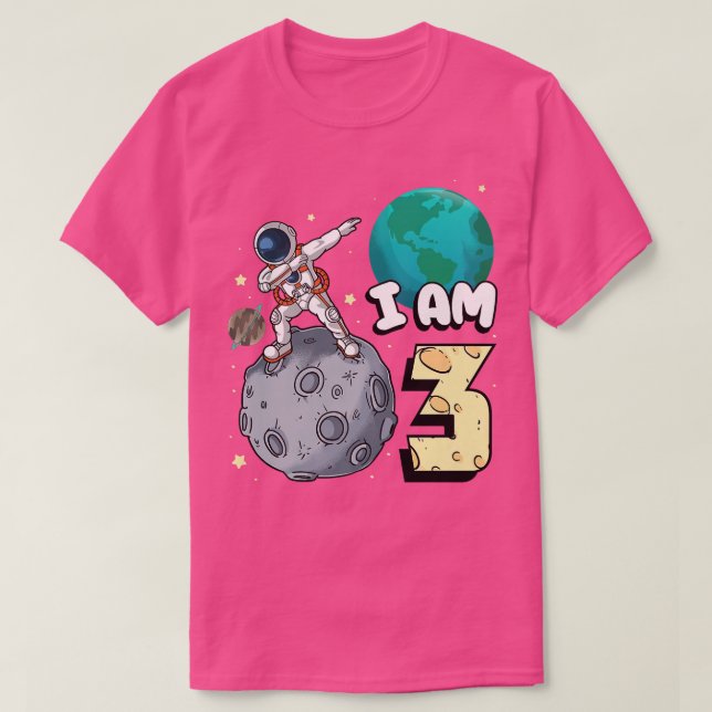Camiseta Eu sou 3 astronauta espacial Kid Moon Walker 3° an (Frente do Design)