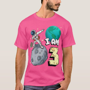 Camiseta Eu sou 3 astronauta espacial Kid Moon Walker 3° an
