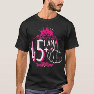 Camiseta Eu sou 45 mais 1 mulher cor-de-rosa de dedo médio