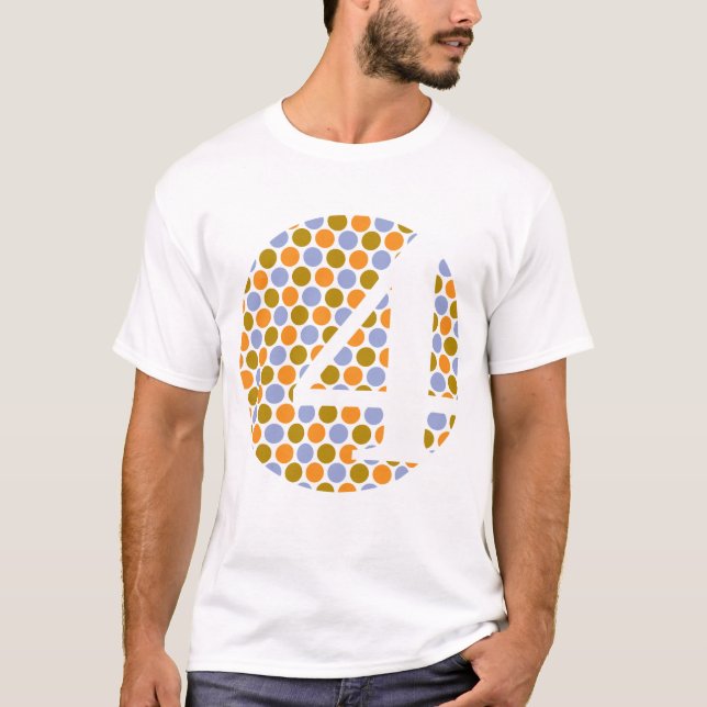Camiseta Eu sou 4! Branco/laranja de Dottin da polca (Frente)