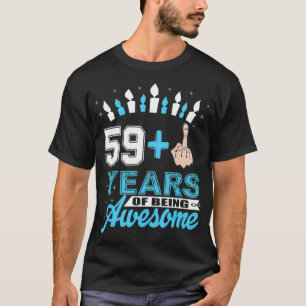 Camiseta Eu Sou 59 Mais Dedo Médio Engraçado 60º Aniversári