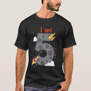 Camiseta Eu Sou 5 Aniversário do Foguete Espacial Meteor En