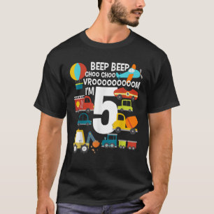 Camiseta Eu sou 5 Aniversário Garoto 5 de Comboios Carros A