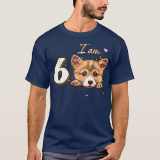 Camiseta Eu sou 6 Corgi Gift para presente de diversão de a