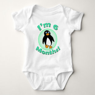 Camiseta Eu sou 6 do pinguim meses de roupa do bebê