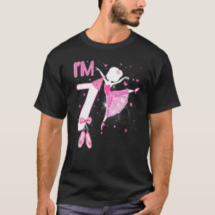 Camiseta Eu sou 7 Birthday Ballerina Girl Balé Dancer Bday