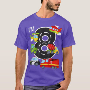 Camiseta Eu sou 8 Aniversário, 8 Bday Garoto, 8 Bday Car Fi