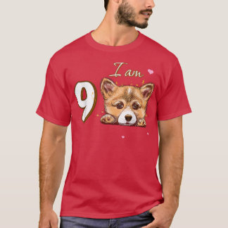 Camiseta Eu sou 9 Corgi Gift para o 9º presente de fã de an