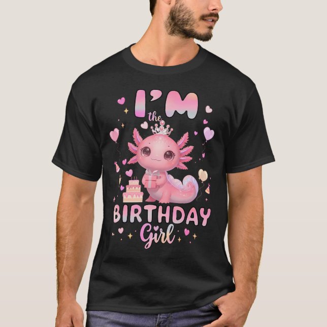 Camiseta Eu Sou a Axolote Arco-Íris de Aniversário (Frente)