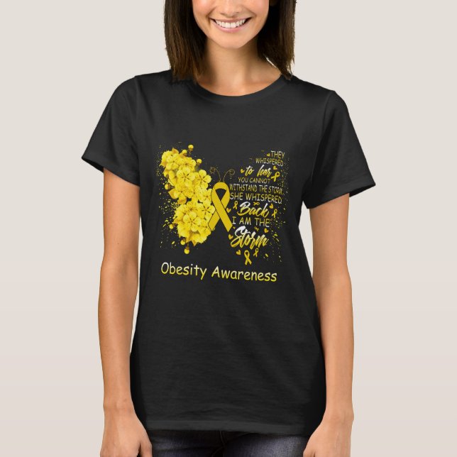 Camiseta Eu Sou A Borboleta Da Consciência Da Obesidade Da  (Frente)