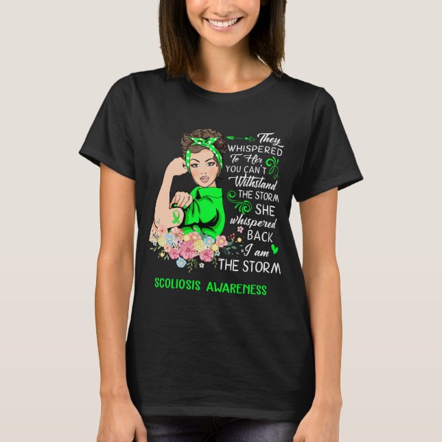 Camiseta Eu Sou A Consciência Da Escoliose De Tempestade (Frente)