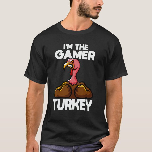 Camiseta Eu sou a Família Gamer Turkey Ação de Graças (Frente)