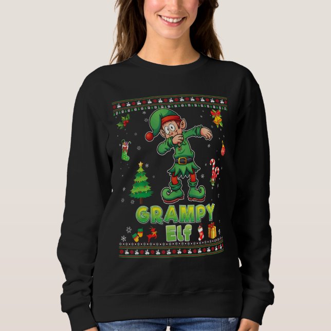 Camiseta Eu sou a família Grampy Elf Dabbing Feliz Natal (Frente)