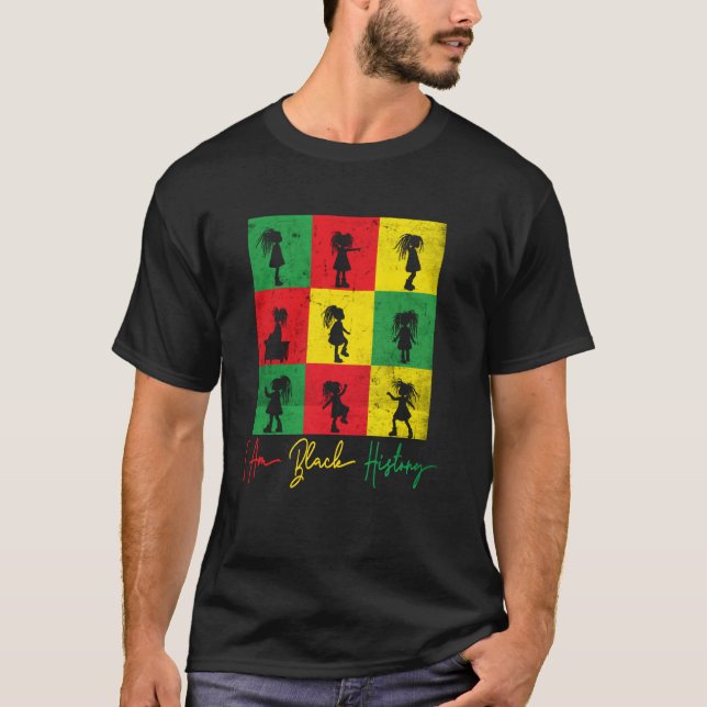 Camiseta Eu sou a Garota Afro Cute da História Negra com dr (Frente)