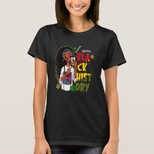 Camiseta Eu Sou a História Negra Afro Menina Americana Afri