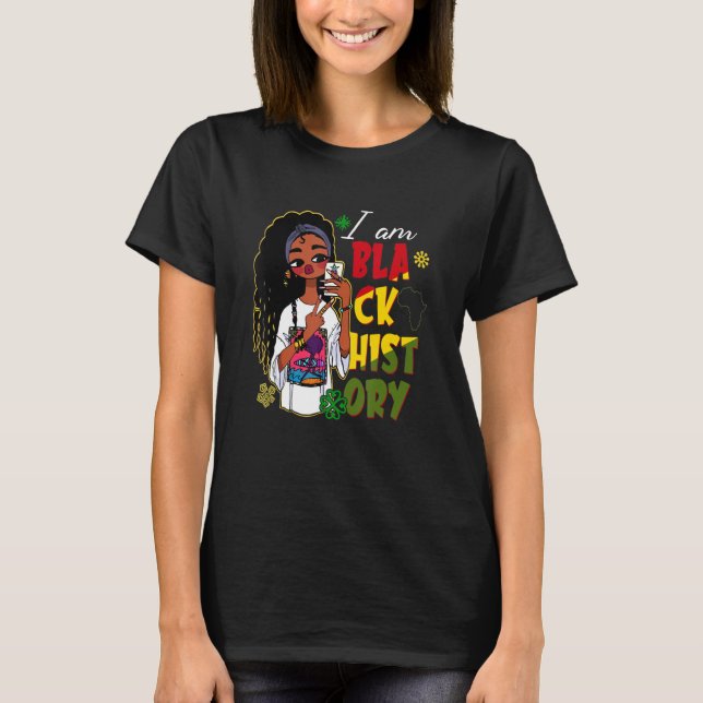 Camiseta Eu Sou a História Negra Afro Menina Americana Afri (Frente)