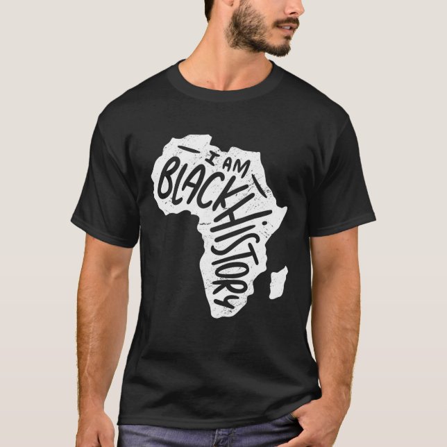 Camiseta Eu Sou a História Negra Mês do Orgulho Africano-Am (Frente)