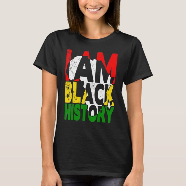 Camiseta Eu Sou a História Negra Mês do Orgulho Africano-Am (Frente)
