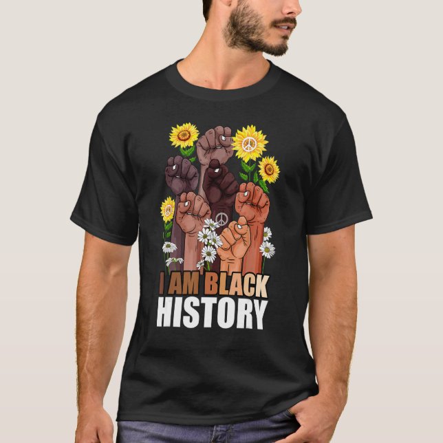 Camiseta Eu Sou a História Negra Mês Levantamento Paz De Gi (Frente)