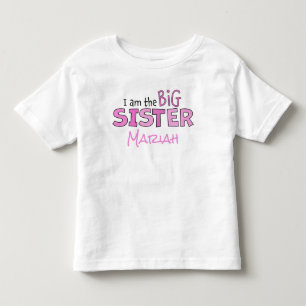 Camiseta Eu sou a Irmã Grande, Branca, Rosa, Moderna