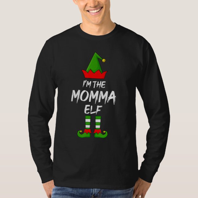 Camiseta Eu sou a mãe Elf no Natal da família (Frente)