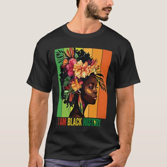 Camiseta Eu sou a negra, mulheres, meninas, rainha negra mê (Frente)