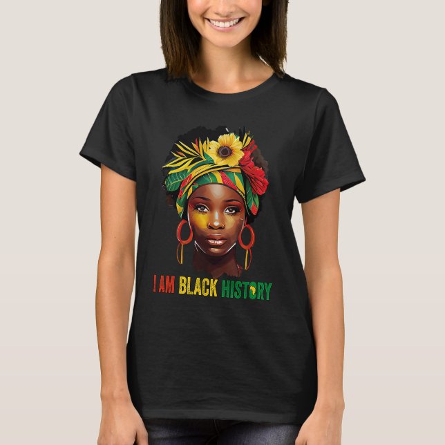 Camiseta Eu sou a negra, mulheres, meninas, rainha negra mê (Frente)