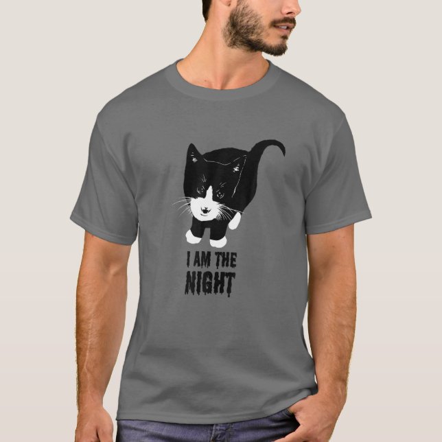 Camiseta Eu Sou A Noite Para Tuxedo Kitten E Cat Lovers (Frente)