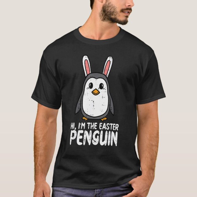 Camiseta Eu Sou A Páscoa Pinguin Cute Bunny Ears Boys G (Frente)