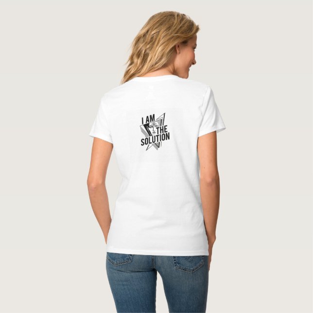 Camiseta Eu Sou a Solução – Gráfico de Empoderamento Femini (Parte Traseira Completa)