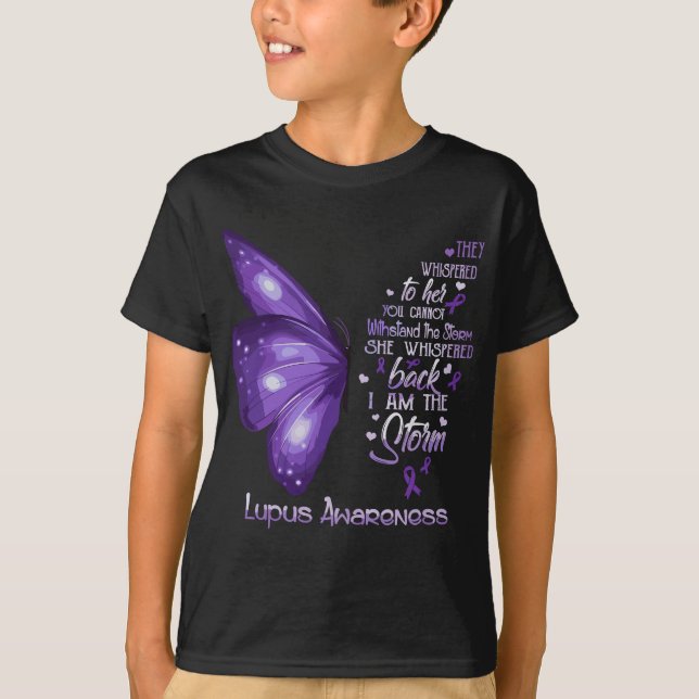 Camiseta Eu sou a tempestade Lupus Awarness Borboleta (Frente)