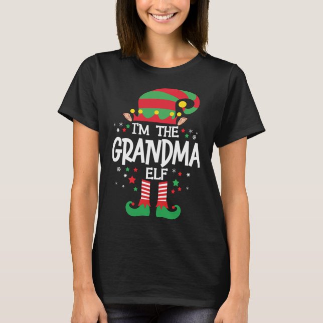 Camiseta Eu sou a vovó Elf do Natal. (Frente)