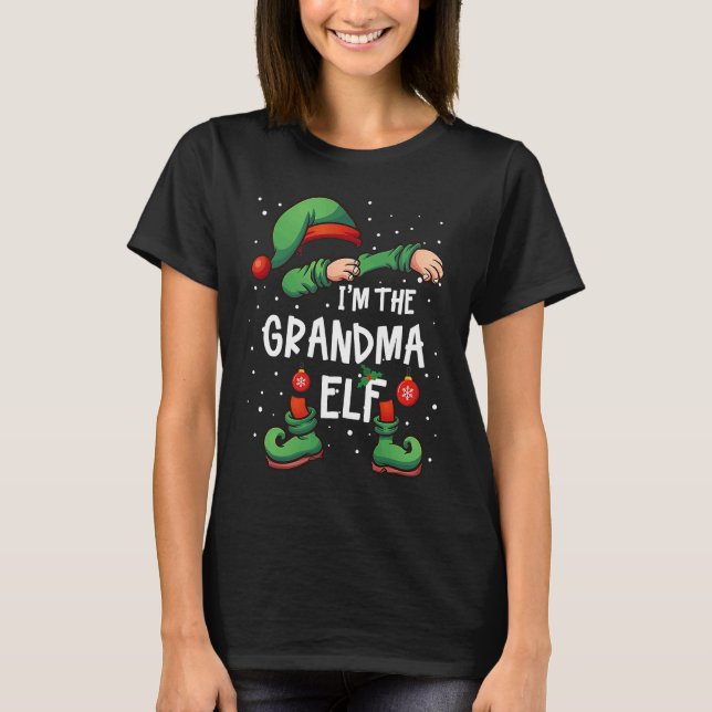 Camiseta Eu Sou a Vovó Elfa Dabbing Combinando Xmas T (Frente)