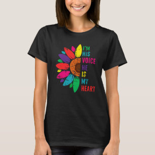 Camiseta Eu sou a voz dele. Ele é o meu coração Autismo con