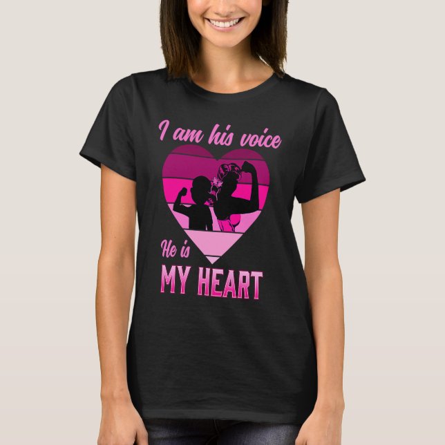 Camiseta Eu Sou a Voz Dele Mãe SPED Conscientização do Auti (Frente)