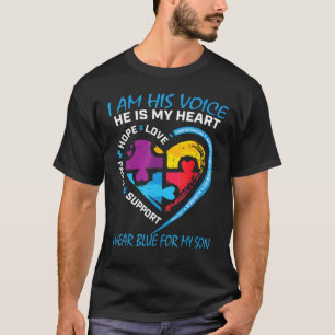 Camiseta Eu Sou A Voz Dele Veste Azul Para O Meu Filho Auti