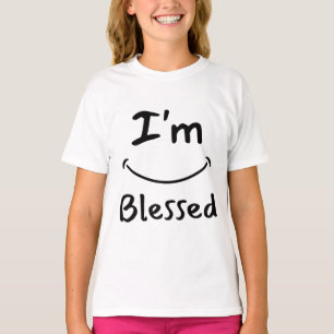 Camiseta Eu sou abençoada Garota de Sorriso Bíblico