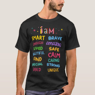Camiseta Eu Sou Afirmação Diária Colorida Infantil Cristã