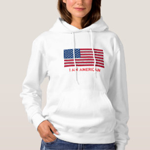 Camiseta Eu sou americano USA Flag Red Blue White