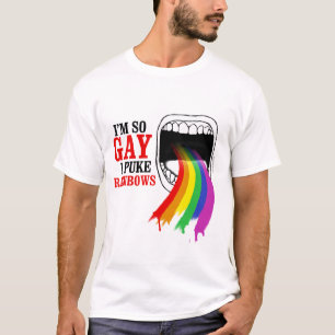 Camiseta Eu sou assim que gay, eu puke arcos-íris