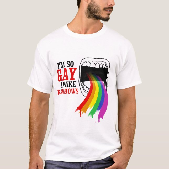Camiseta Eu sou assim que gay, eu puke arcos-íris (Frente)