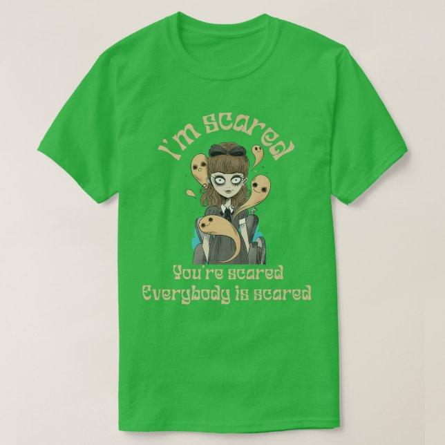 Camiseta Eu sou assustada Garota Retro Assombrada Horror de (Frente do Design)