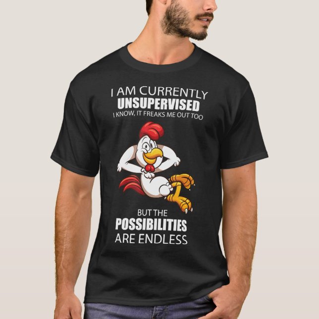 Camiseta Eu Sou Atualmente Frango Sem Supervisão Para Crian (Frente)