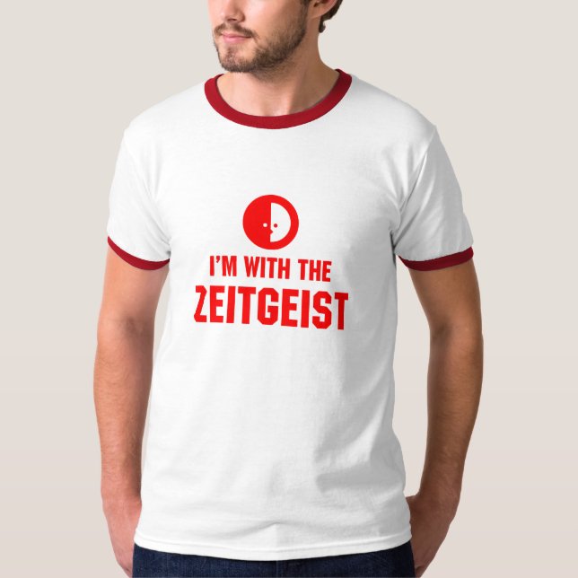 Camiseta Eu sou com o ZEITGEIST - cinza e vermelho (Frente)