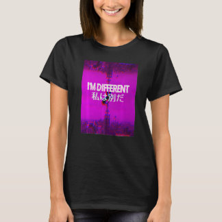 Camiseta Eu sou diferente da Aestetic Vaporwave em japonês